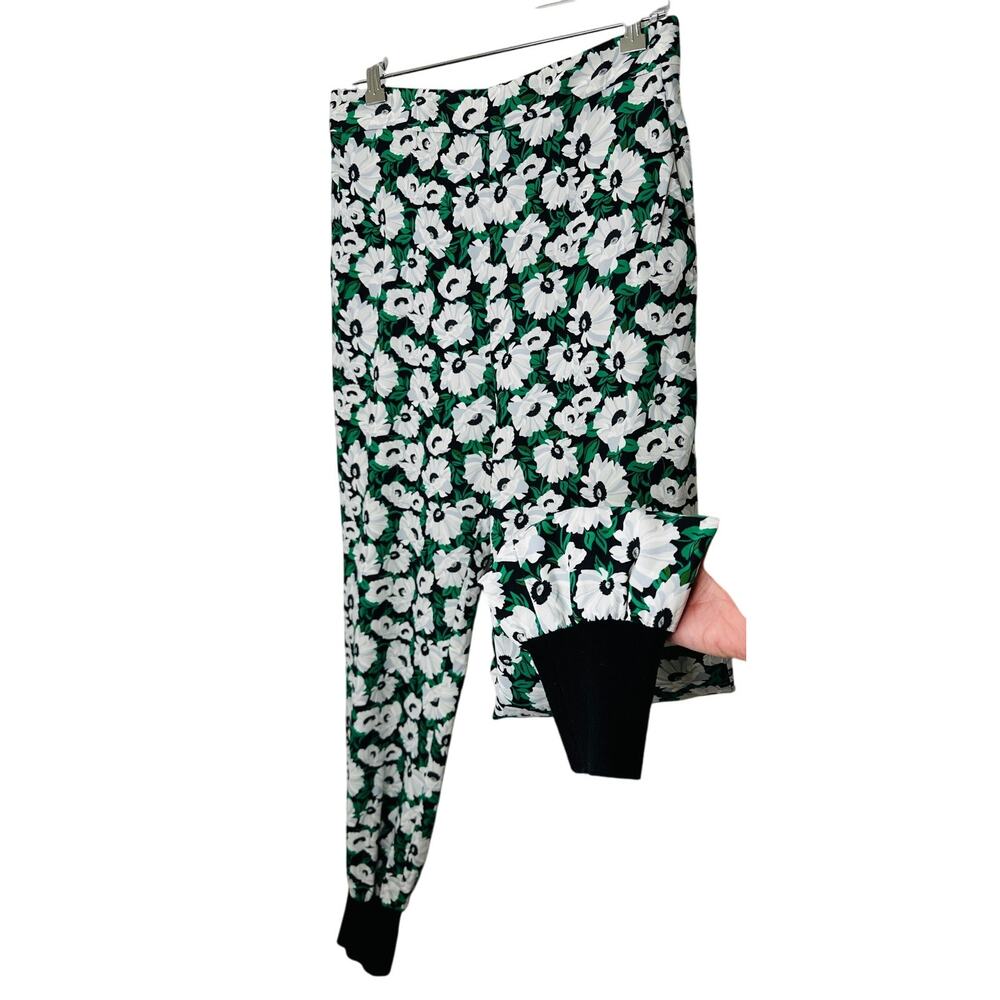 Stella McCartney White Black Green Floral Print Julia Flora Jogger Pants 42
